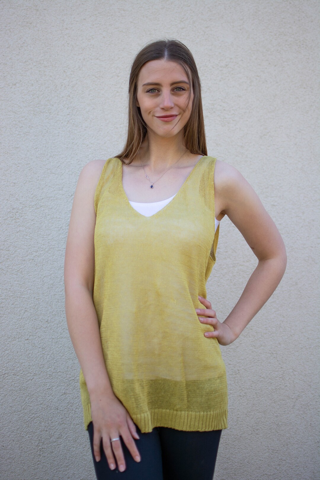 Linen Knit Sweater Linen Sleeveless Top Women Linen Pullover Summer