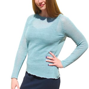 Women’s Linen Knit Sweater – Lightweight Pullover Top, Summer Flax Knit Clothing, Relaxed Linen Jumper