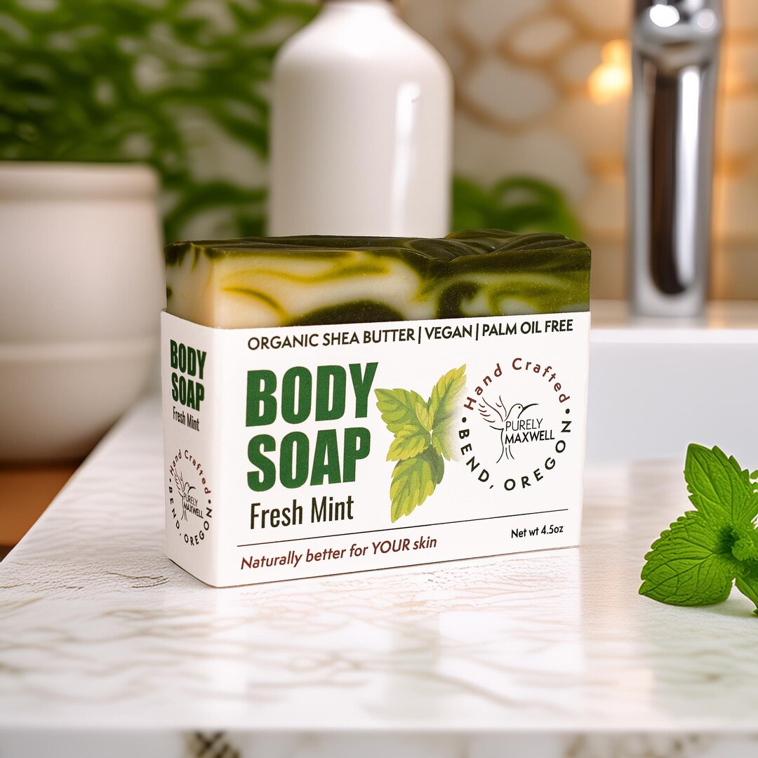Invigorating Fresh Mint Bar Soap - Natural, Handcrafted, Palm Oil Free ...