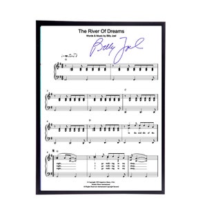 Billy Joel Autographed/Signed &quot;River of Dreams&quot; Sheet Music Replica. 11&quot; x 14&quot; Inch Frame.  Frame included.  Free Shipping.