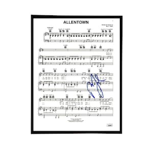 Billy Joel Autographed/Signed &quot;Allentown&quot; Sheet Music Replica. 11&quot; x 14&quot; Inch Frame.  Frame included.  Free Shipping.