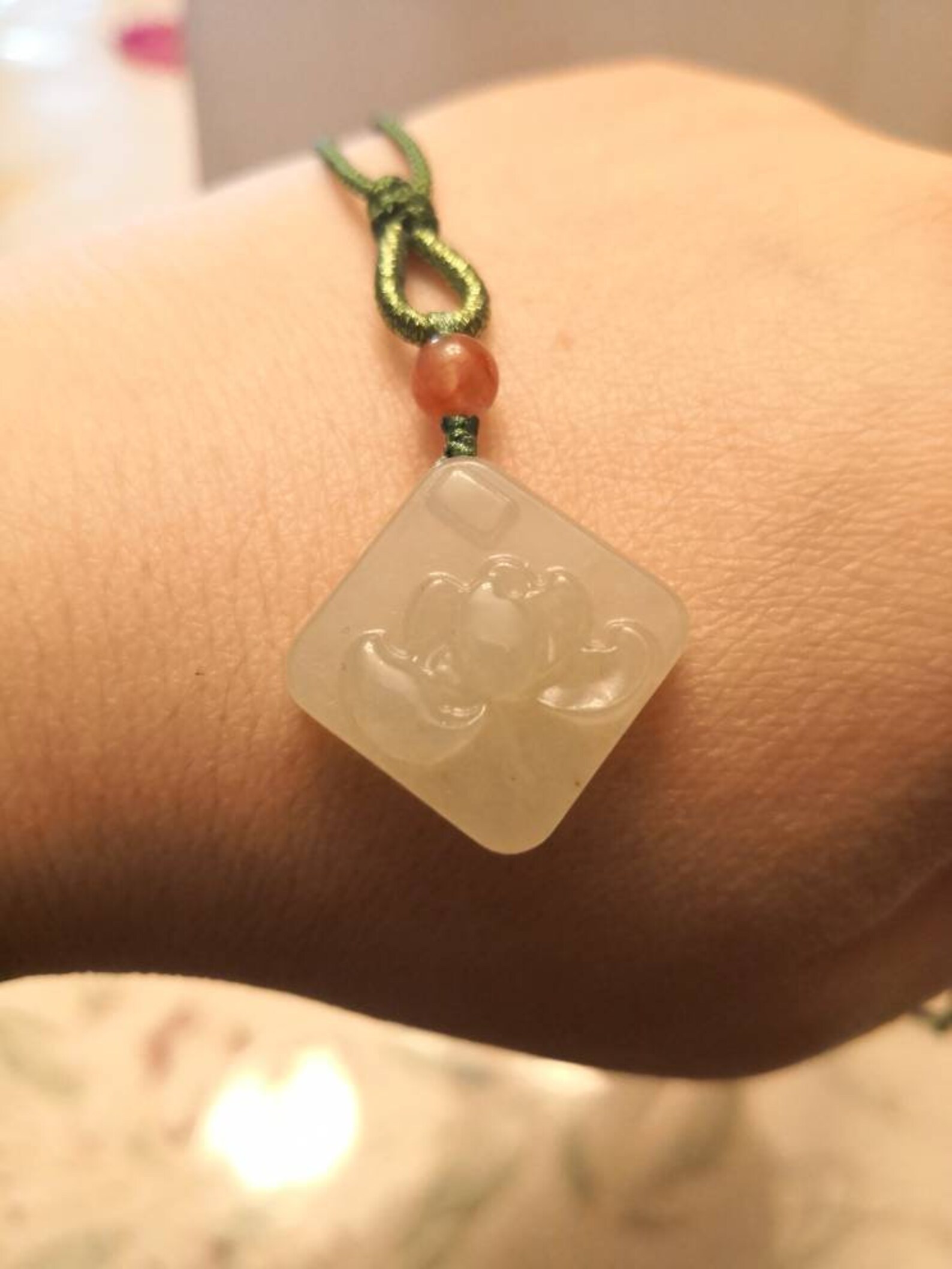 Carved Lotus Jade Necklace Lotus Flower Jade Pendant New Etsy