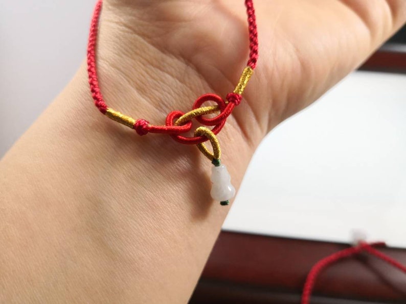 Jade Anklet With Jade Charm Red String Ankle Bracelet With Etsy Israel