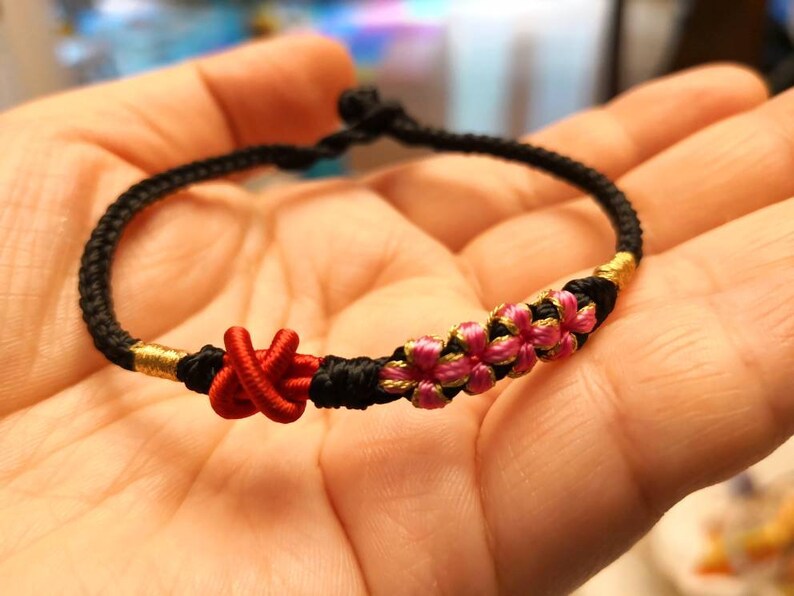Red String of Fate Handmade Blossom Bracelet Cherry Etsy