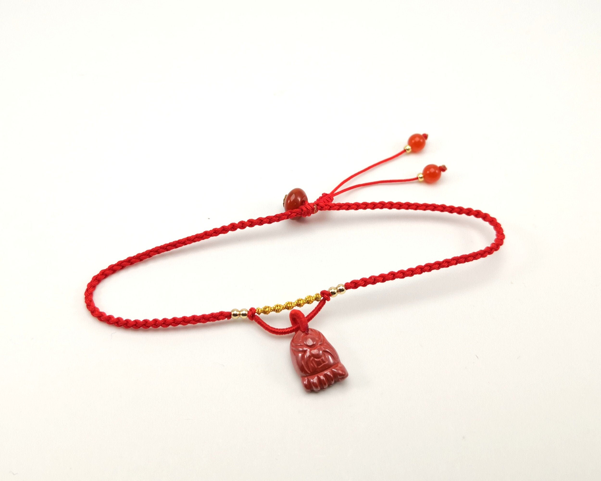 Red Ankle Bracelet/anklet With Gold Beads Foot Charm Etsy