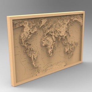 3D STL  Panno World map Model for CNC Router Engraver Carving Machine Relief Artcam Aspire cnc