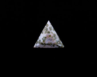 Cabujón triangular de jaspe oceánico, piedra colgante facetada (26 mm x 30 mm)