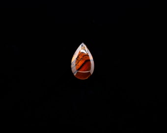 Montana Agate Teardrop Cabochon, Picture Pendant Stone, Black & Orange Chalcedony, Necklace Options Available, 23mm x 15mm x 6mm, 15 Carats