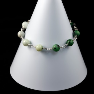 Rubin Zoisit & Serpentin Perlenarmband: Sterlingsilberdraht, 19 cm