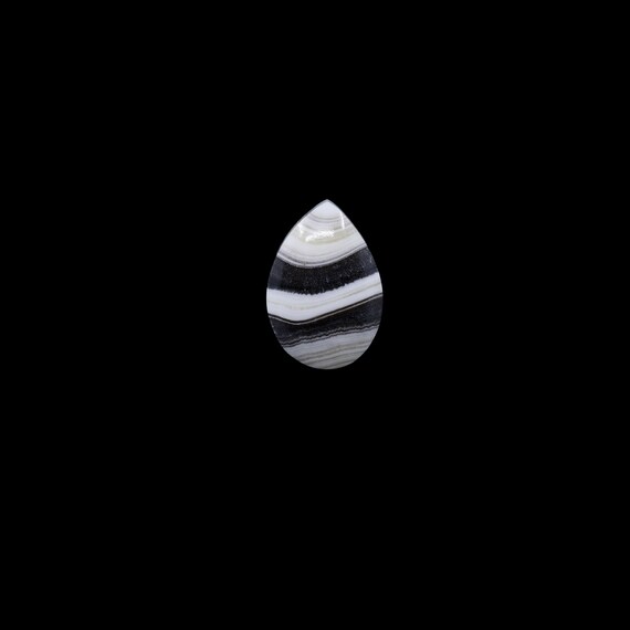 Zebra Calcite Teardrop Cabochon: Patterned Pendant Stone (25mm x 17mm)