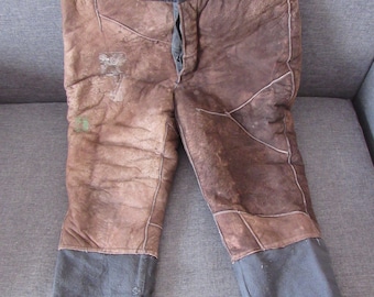 Soviet Army Winter Sheepskin Pants 1977 USSR Tank Crew Cold Weather Trousers NOS Vintage Military