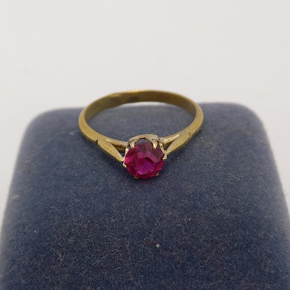 Bague Vintage URSS En Argent 875 Plaqué Or Avec Rubis - Occasion - Bijou Ancien