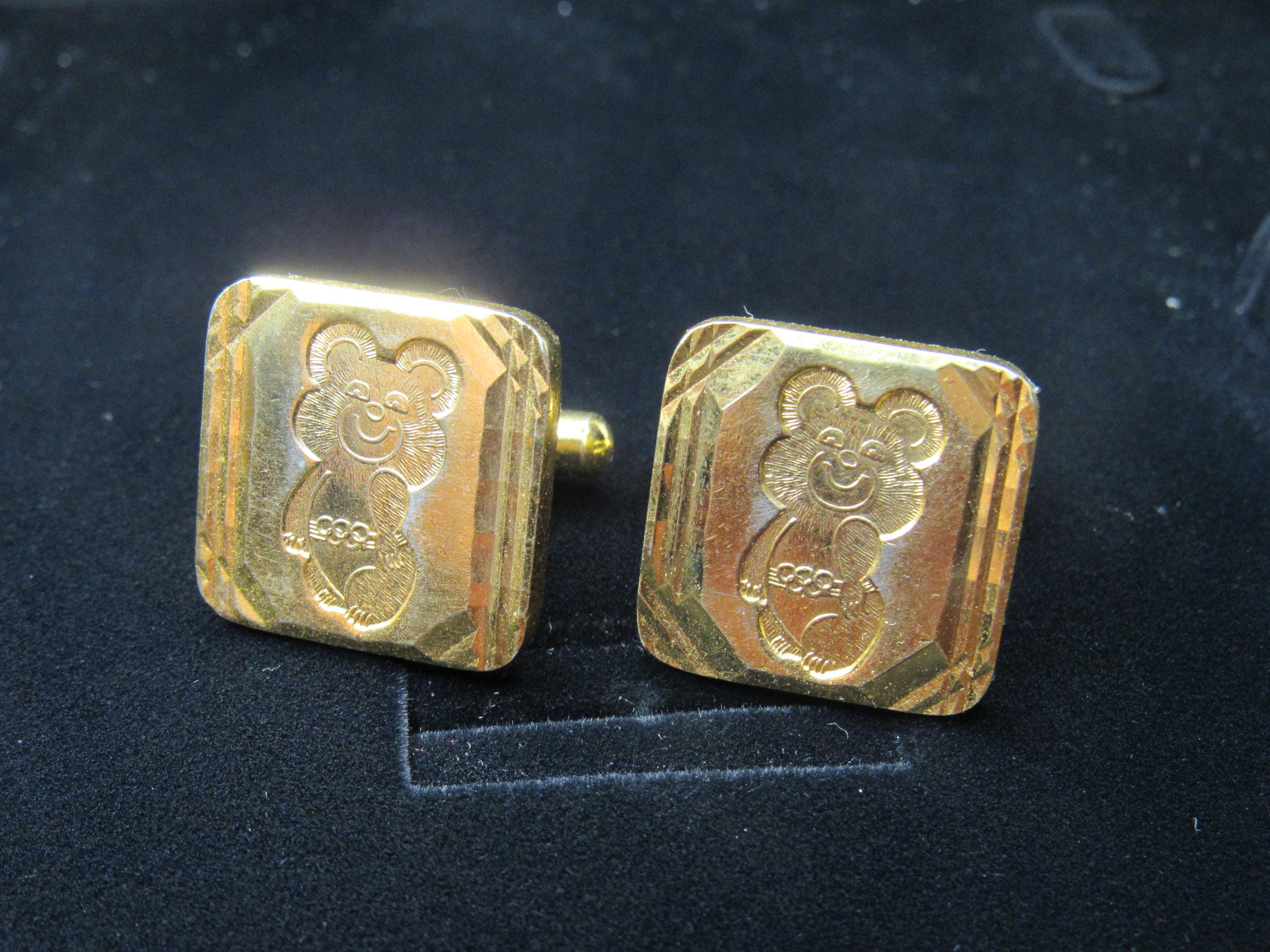 Boutons De Manchette Soviétiques Jeux Olympiques Moscou 1980 - Argent 875, Occasion Très Bon état