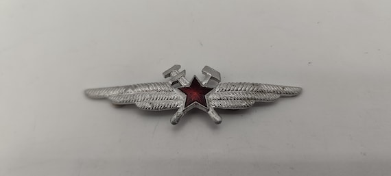 Vintage Soviet Air Force Engineer Badge USSR Aviation Technical Service Pin Soviet Military Aluminum Insignia Cold War Collectible