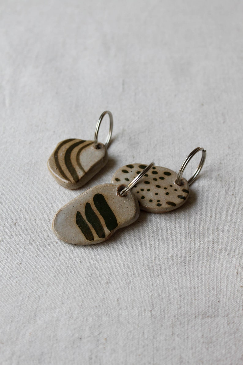 Lucky Dip Ceramic Keychain in Brown/black/green - Ceramic Key Ring - Etsy