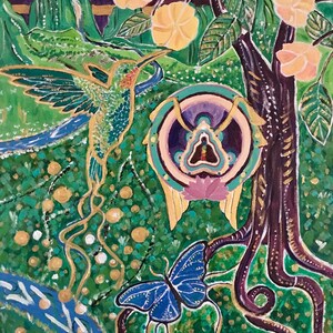 ANDEAN DREAM Hummingbird Spirit Animal Art - Acrylic Painting
