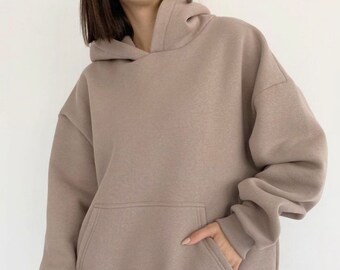 Oversized Brown Hoodie, Premium Cotton, Unisex