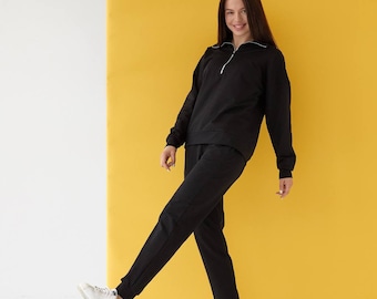 Sweat set, zip up sweatshirt, white sweat set, sweatpants women, matching sweat set, custom sweat set, two piece set, matching sweatsuit
