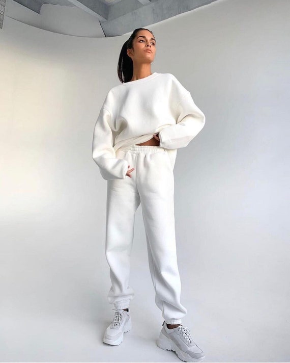Oversized Organic Cotton Crewneck Sweatshirt | White Creme