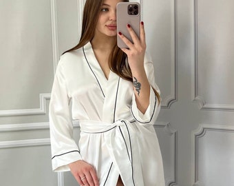 Personalized Satin Robe, Bridal Kimono, Wedding Lingerie