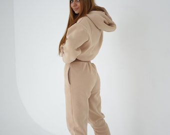 Übergroßes Hoodie- und Jogger-Set aus Bio-Baumwolle | Damen Sweatsuit