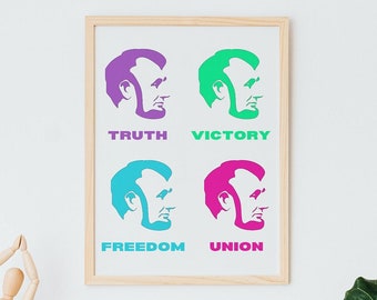 Neon Lincoln Truth Victory Freedom Union Print | Teacher Printable Wall Art | History Classroom Poster| Inspirational Classroom Decor