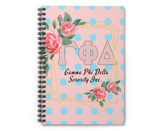 Gamma Phi Delta Inspired Pink Spiral Notebook - Ruled Line