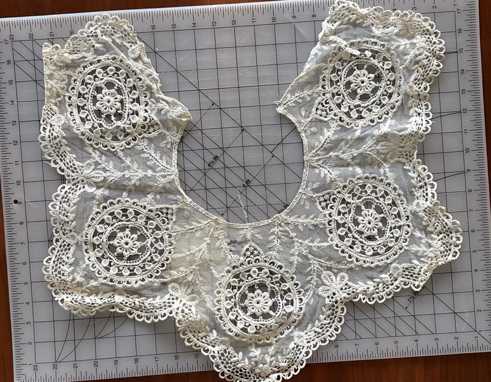 Antique Edwardian Handmade Needle Lace Collar Large Reticella Medallions As Is