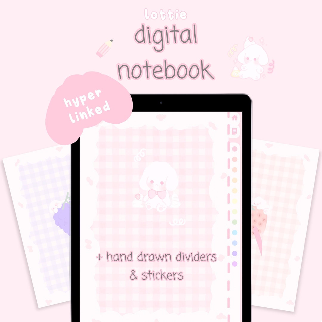 Cute Pink Digital Notebook | Hand-drawn Hyperlinked Goodnotes ...