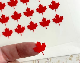 Red Maple Leaves 12mm Vinyl Leaf Stickers Canada Stickers