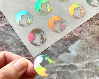 Clear Moon Stickers, Holographic Moons, Celestial Stickers