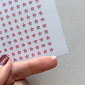 4mm Star Stickers, Pink Marble Tiny Stars Stickers, Vinyl Holo Stickers, Holographic Stickers, Planner Stickers, Rainbow Holographic