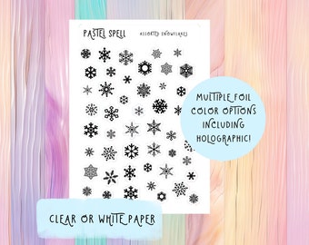 Snowflake Stickers, Mini Snowflake Stickers, Winter Planner, Mini Sticker Sheet