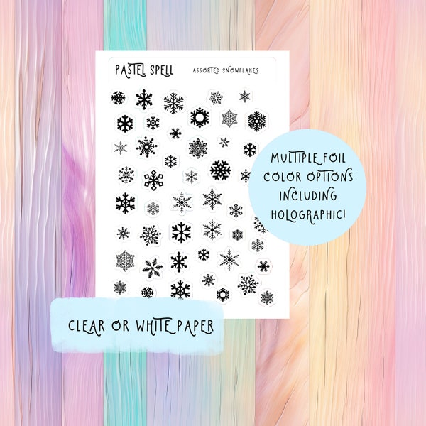 Snowflake Stickers, Mini Snowflake Stickers, Winter Planner, Mini Sticker Sheet