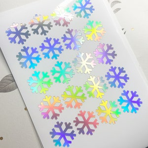 Vinyl 0.75&quot; Holographic Snowflake Stickers, Vinyl Stickers, Christmas Vinyl Stickers, Winter Stickers, Envelope Sealers, Snowflake Decals
