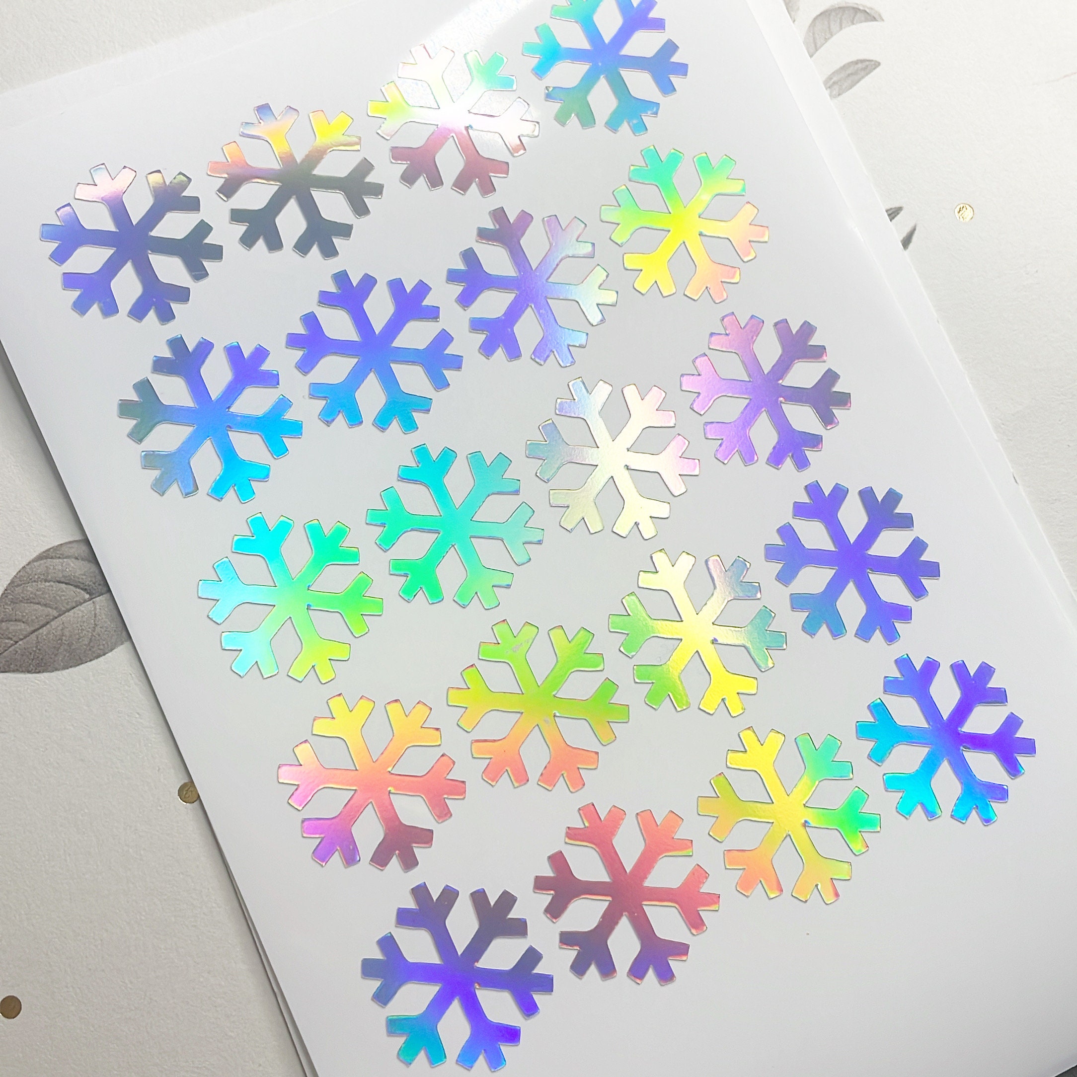 Gold Holographic Snowflake Stickers