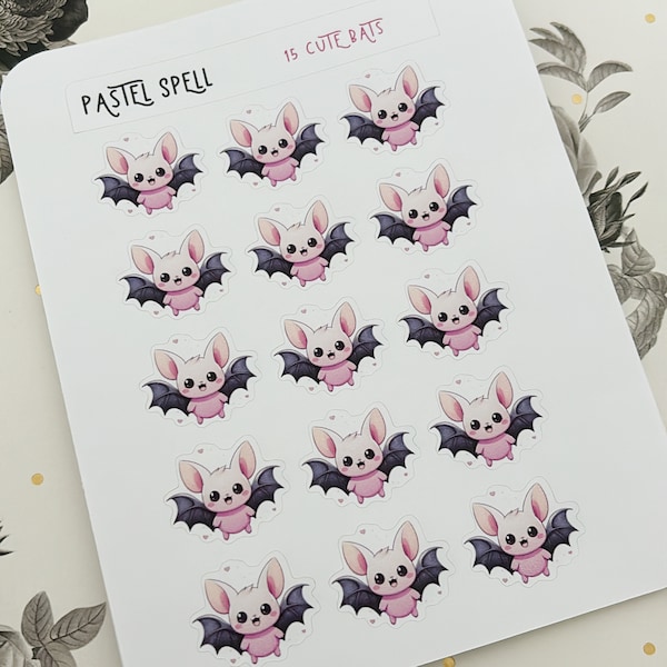 Cute Bats Stickers, Halloween Stickers, Kawaii Bats