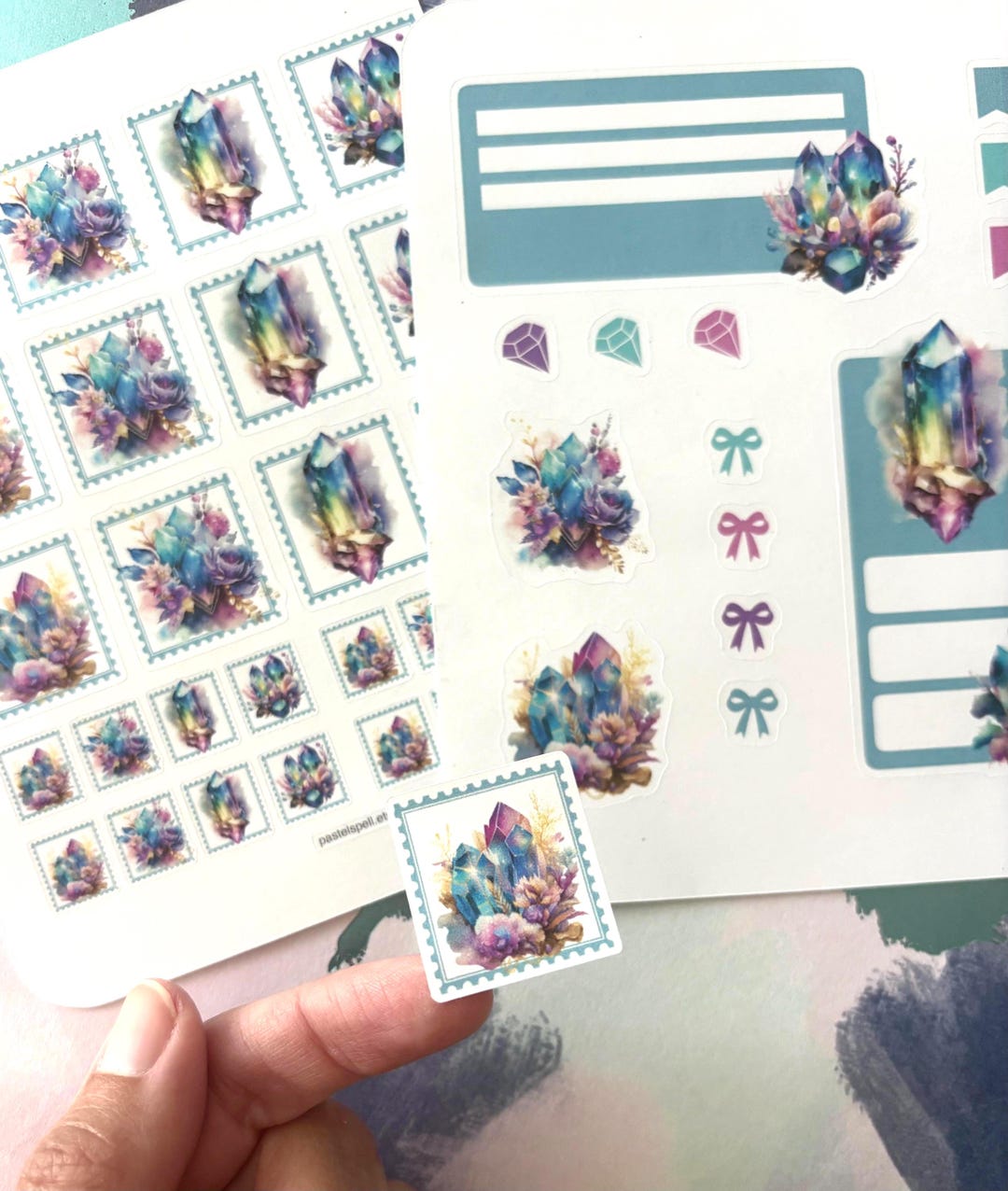 Crystal Sticker Sheet Pastel Crystal Stickers for Planners, Set of 2 Sheets of Stickers for ...