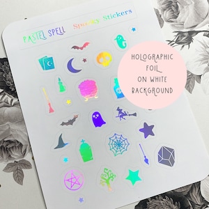 Spooky Witch Stickers, Planner Stickers, Halloween Stickers, Goth Stickers, Foiled Stickers