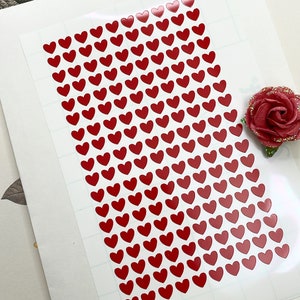 8mm Tiny Heart Stickers, Vinyl RED HEARTS, 8mm Hearts, Planner Stickers, Vinyl Stickers