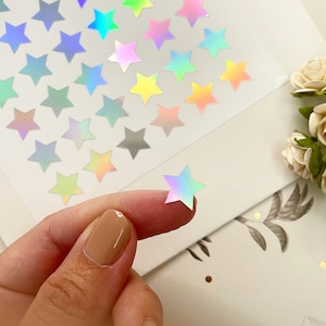 1/2 Inch Holographic Star Stickers, 12mm Small Star Stickers, Waterproof Star Decals, Planner and Calendars