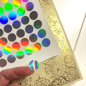 0.5 Inch Holographic Circle Stickers Waterproof Vinyl Decals For Tumblers, Assorted Color Options