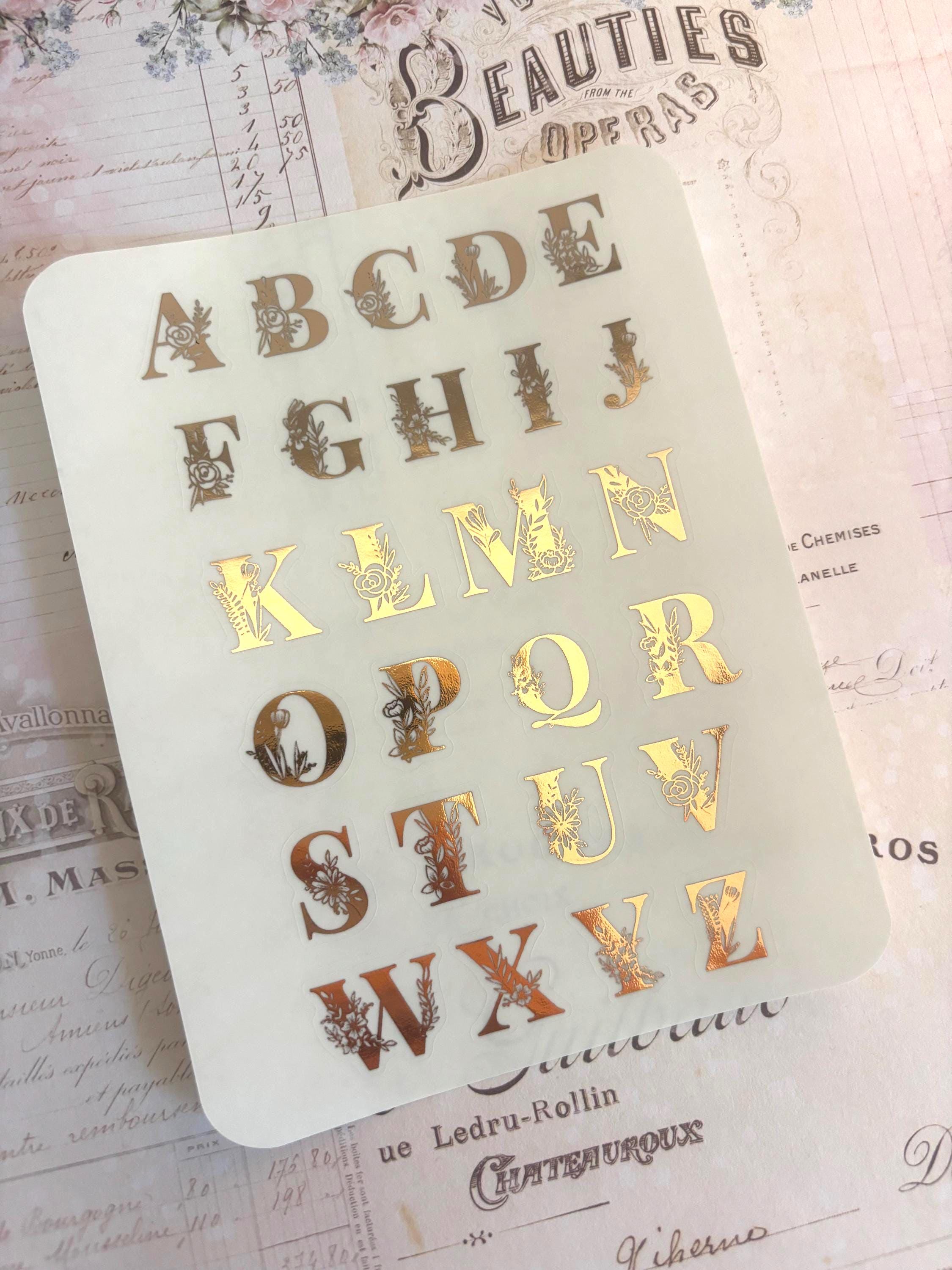 15mm Clear Floral Letter Stickers, Holographic Option Alphabet