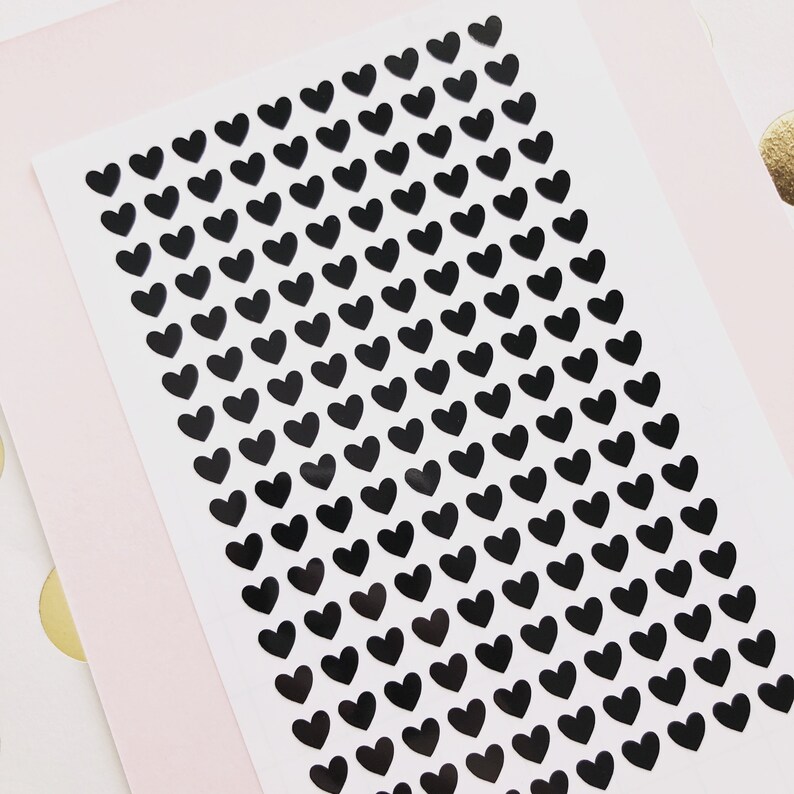 Tiny Heart Stickers 6mm Hearts GLOSSY BLACK HEARTS Black Etsy