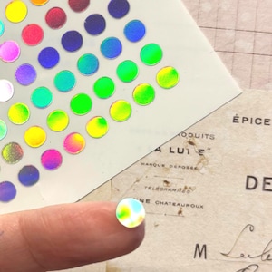 8mm Inch Holographic Circle Stickers Waterproof Vinyl Decals For Tumblers, Assorted Color Options
