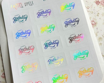 Holographic Happy Birthday Stickers for Birthday Party