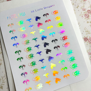 12mm Holographic Dragon Stickers, Fantasy Stickers, Planner Stickers, Dragon Lovers