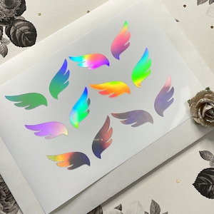 Holographic Angel Wings Stickers, 35x25mm Fairy Wings Stickers, Planner Stickers, Vinyl Stickers, Nature Stickers