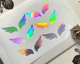 Holographic Angel Wings Stickers, 35x25mm Fairy Wings Stickers, Planner Stickers, Vinyl Stickers, Nature Stickers