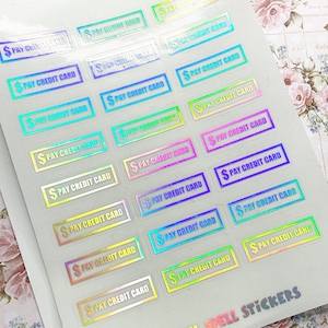 PAY CREDIT CARDS Stickers 30x10mm Schedule Stickers for Planners, Bullet Journals or Stickers For Calendars